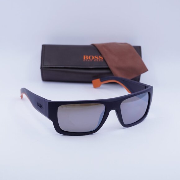 Hugo BOSS 1498/S 0LOX ZV Rectangle Sunglasses - Matte Blue/Silver - Picture 8 of 10